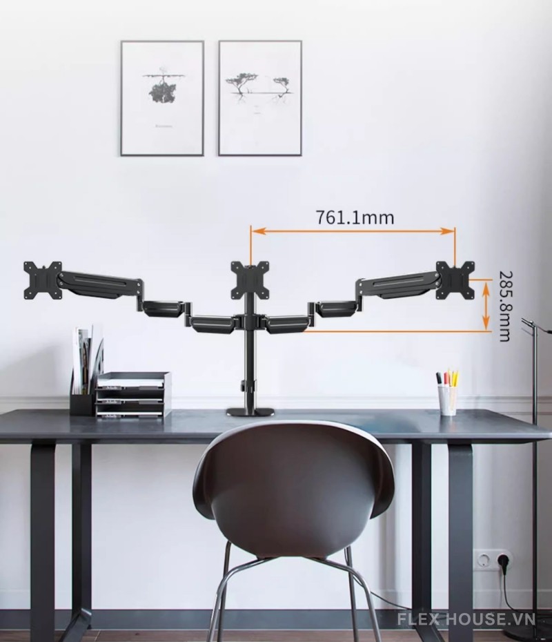 Giá đỡ 3 màn hình máy tính 17-27 inch ZC8003 8