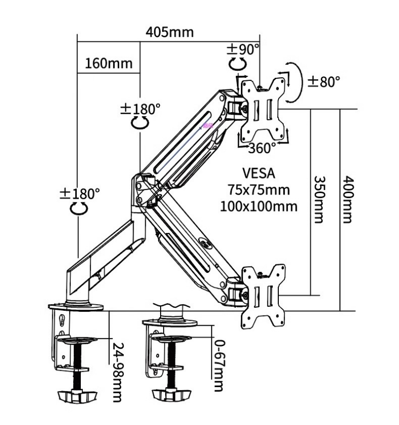 Giá treo màn hình máy tính cao cấp BM3386 9