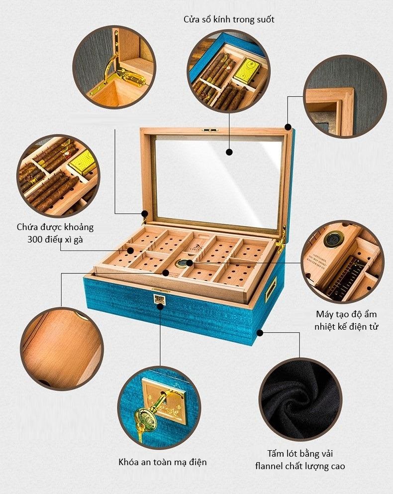 Hộp bảo quản cigar dung tích lớn LBS613 11