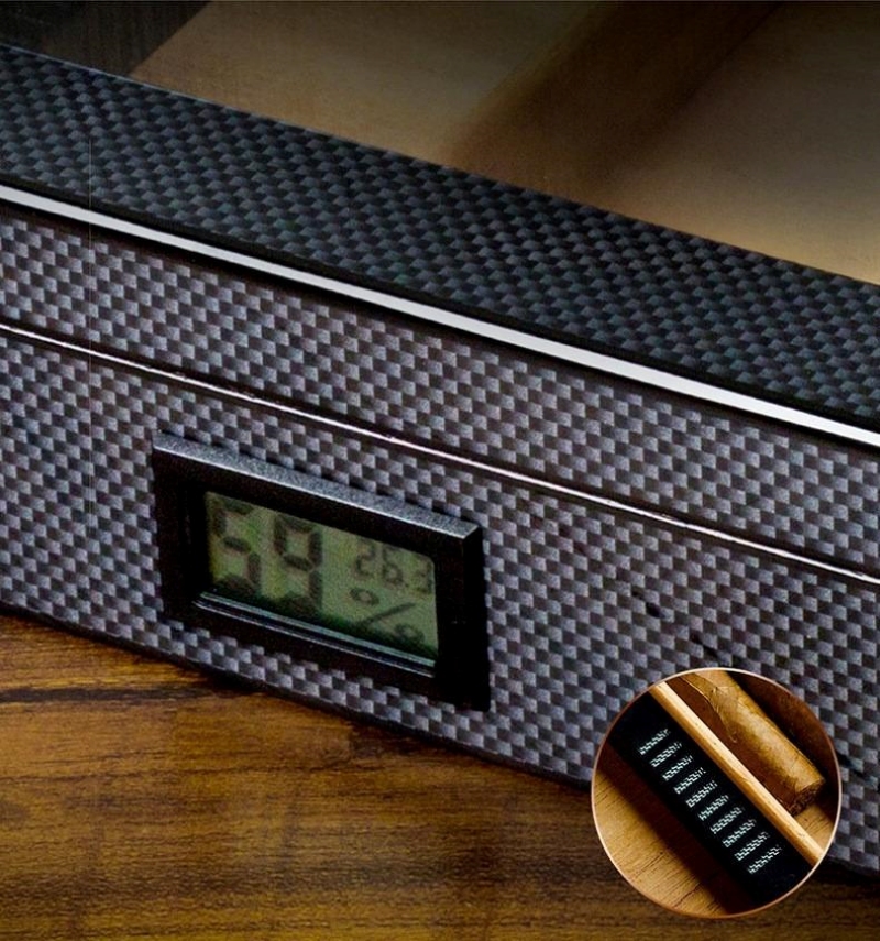 Hộp đựng cigar có đồng hồ đo nhiệt độ và độ ẩm LBS633 8