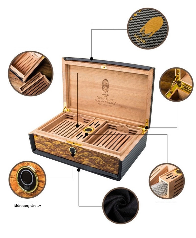 Hộp đựng cigar có khóa vân tay hiện đại LBS637 7