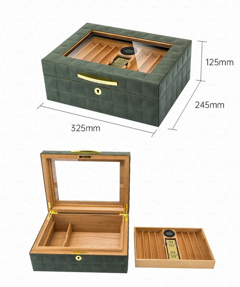 Hộp giữ ẩm cigar 50 điếu bằng da sang trọng LBS611 13