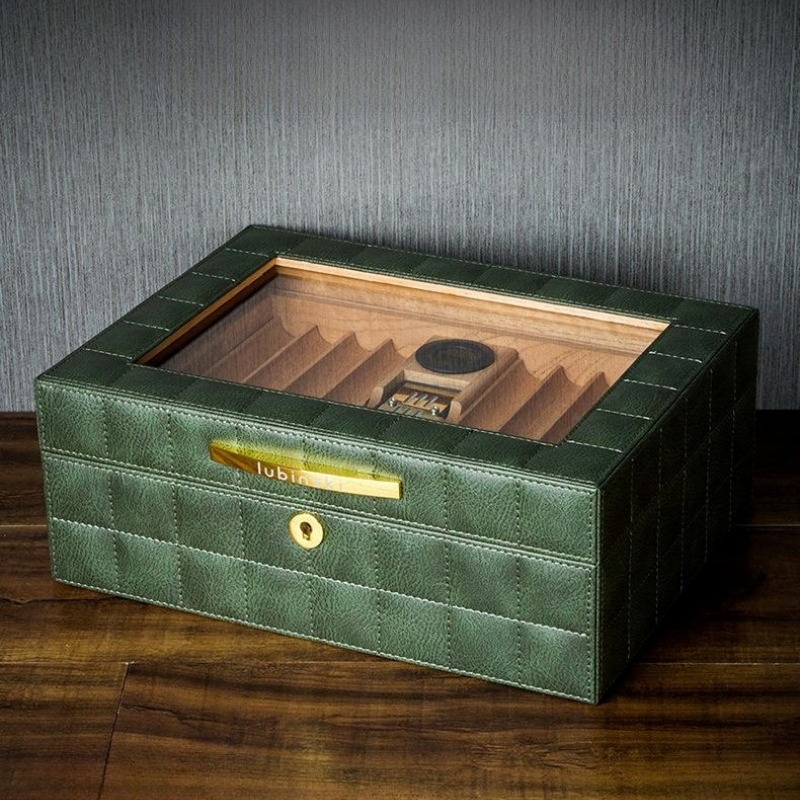 Hộp giữ ẩm cigar 50 điếu bằng da sang trọng LBS611