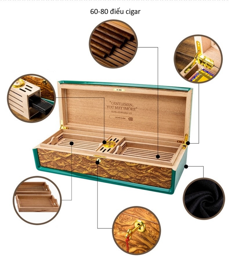 Hộp giữ ẩm cigar Romeo và Juliet có khóa LBS623 14