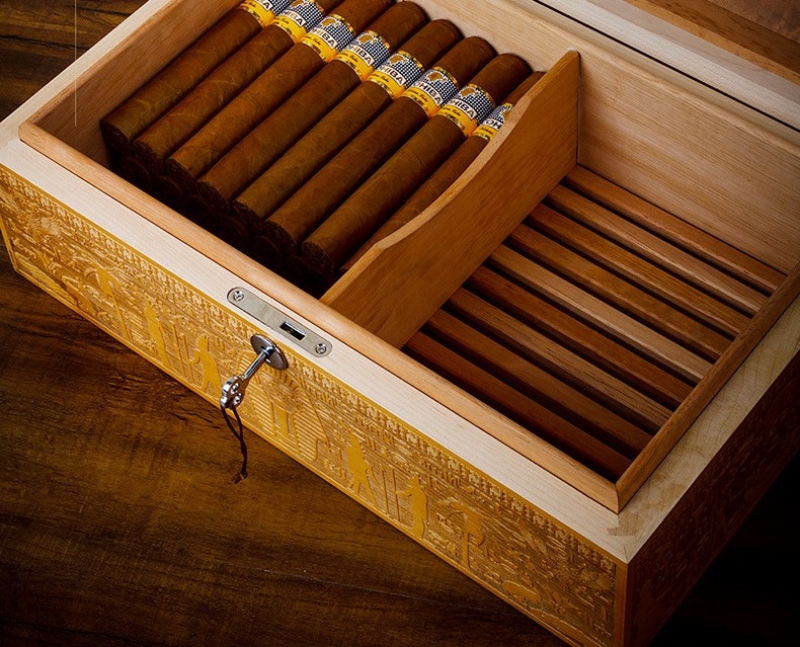Hộp giữ ẩm cigar chạm khắc Ai Cập cổ đại LBS924 7