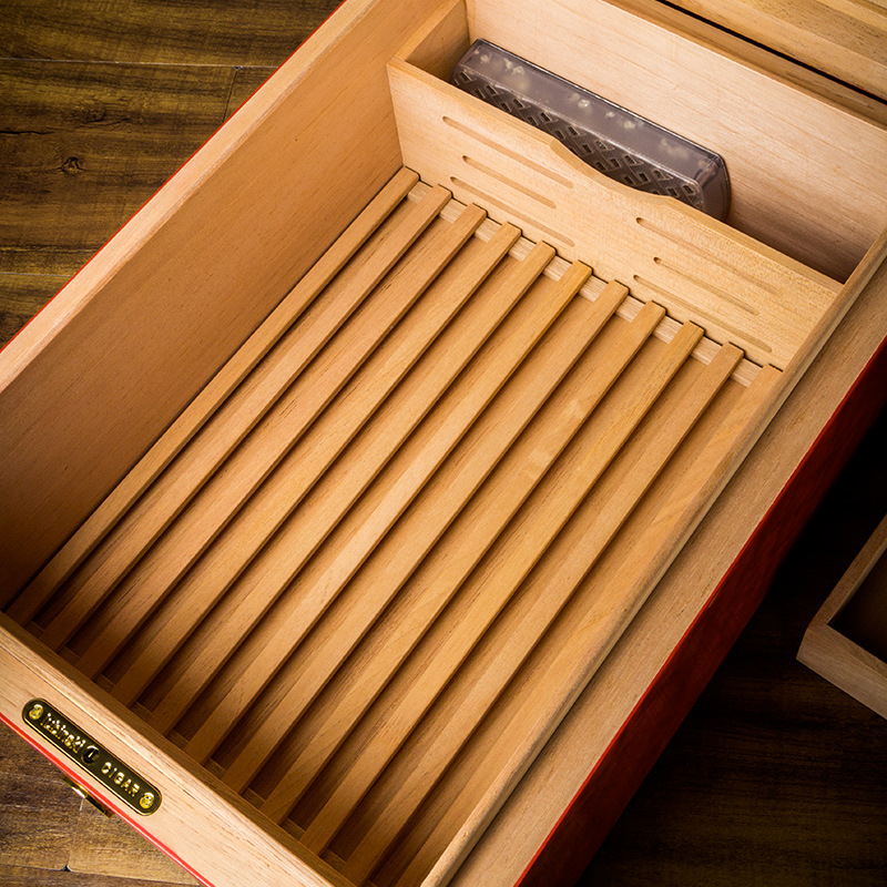 Hộp giữ ẩm cigar chạm khắc Rồng vàng cưỡi mây LBS639 8