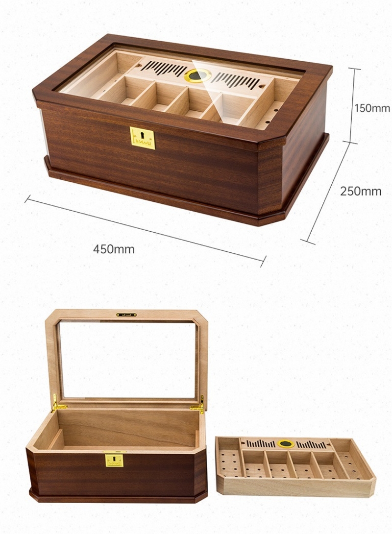 Hộp ủ cigar bằng gỗ mặt kính cao cấp LBS640 14
