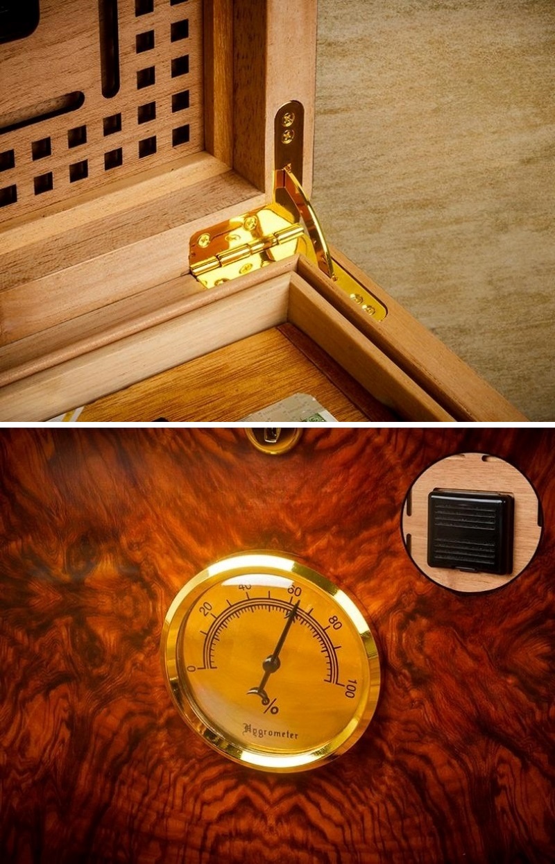 Hộp vuông bảo quản cigar bằng gỗ tuyết tùng LBS949 6