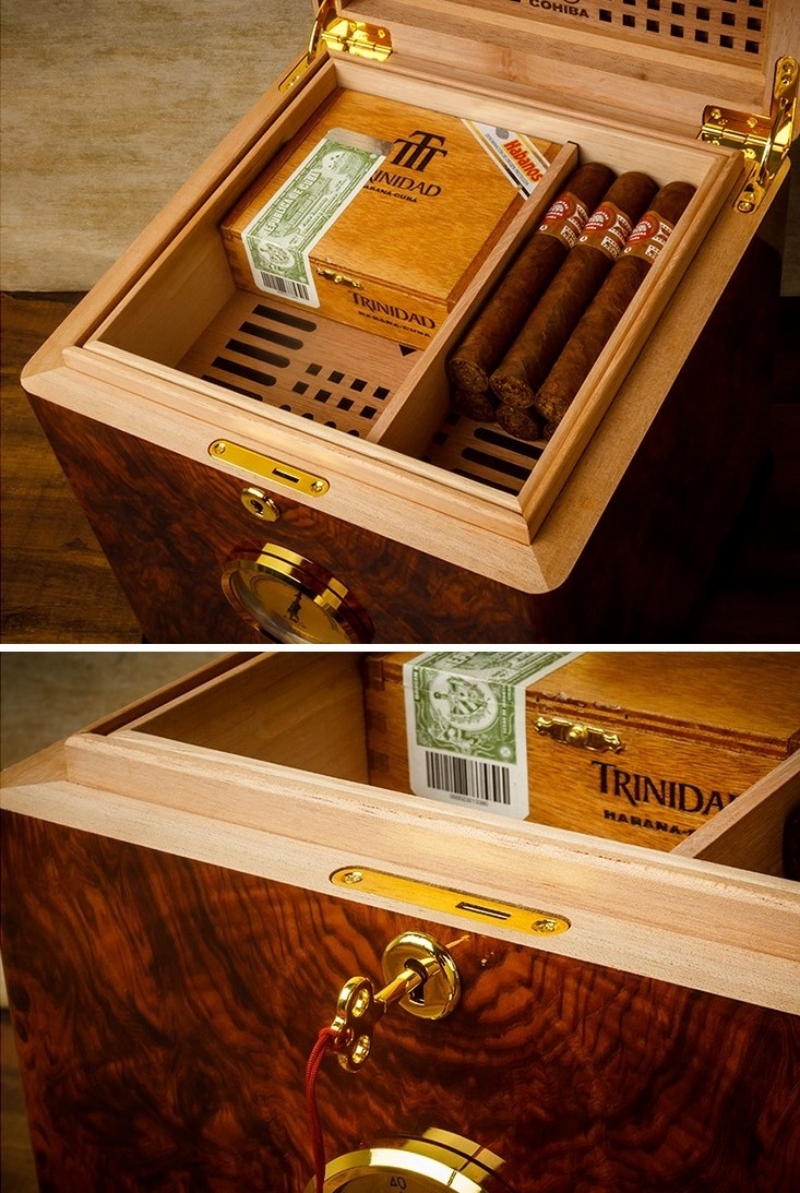 Hộp vuông bảo quản cigar bằng gỗ tuyết tùng LBS949 7