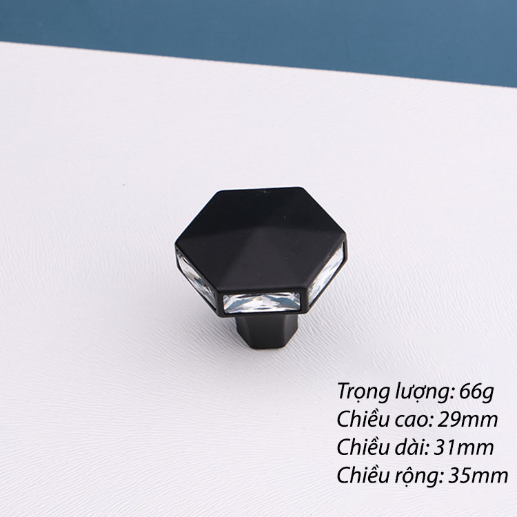 Núm tay nắm tủ hợp kim lục giác đính pha lê AK5072 12