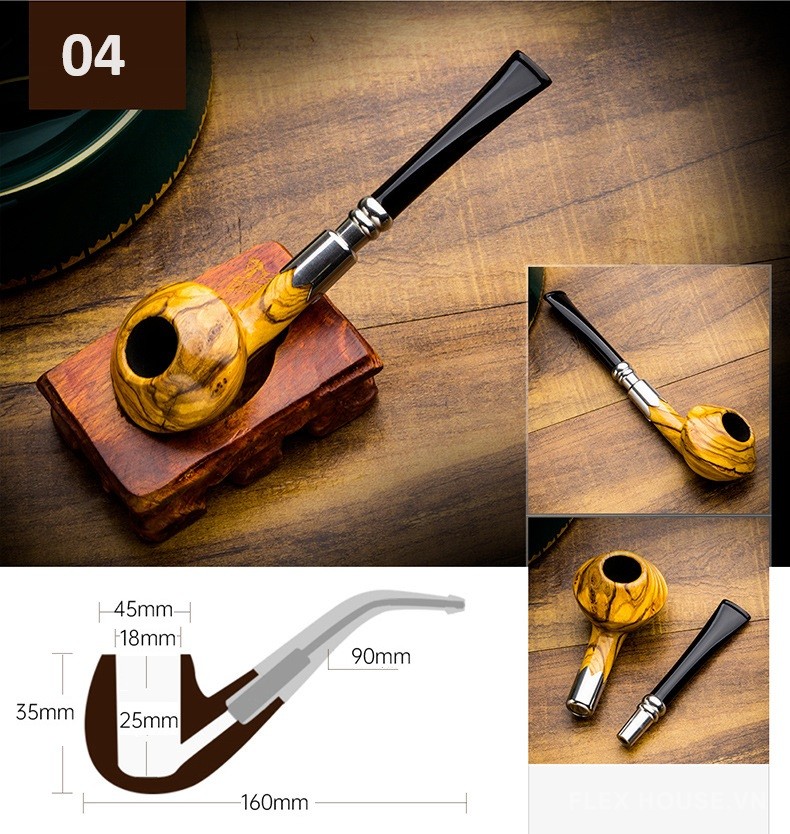 Tẩu hút xì gà gỗ Oliu cao cấp LBS13029 13