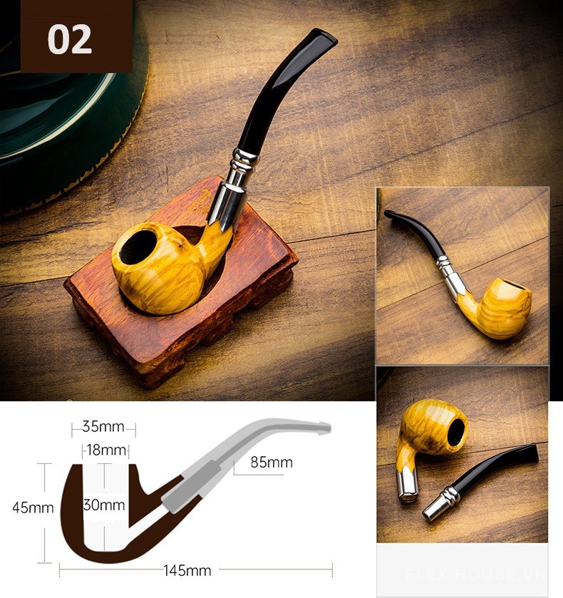 Tẩu hút xì gà gỗ Oliu cao cấp LBS13029 11