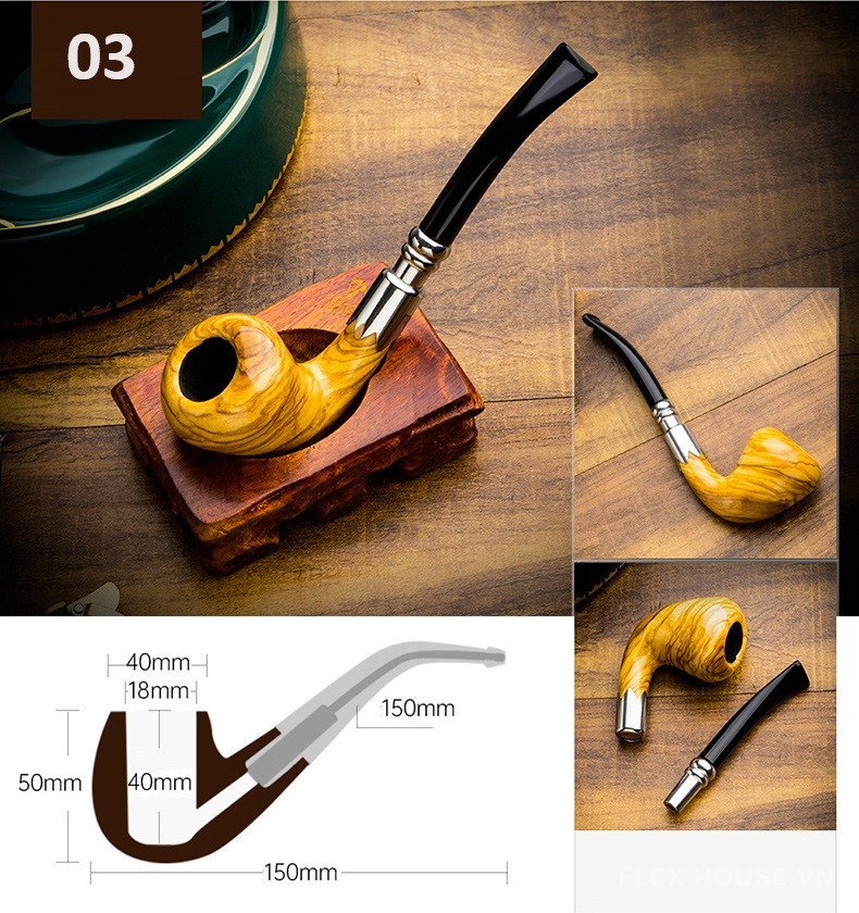 Tẩu hút xì gà gỗ Oliu cao cấp LBS13029 12
