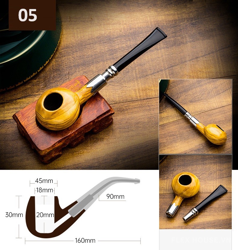 Tẩu hút xì gà gỗ Oliu cao cấp LBS13029 14