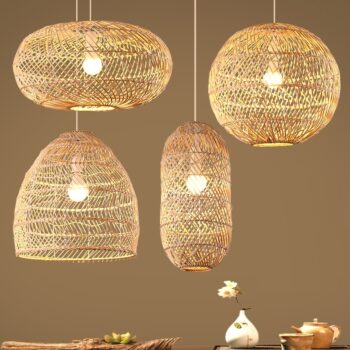Đèn thả trần mây tre decor nhà hàng nghệ thuật QS0175 - bìa
