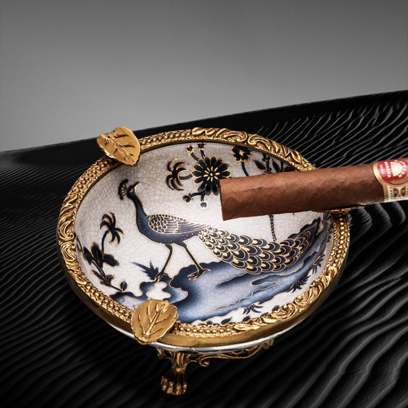 Gạt tàn cigar 3 điếu khổng tước sang trọng CGL1772 9