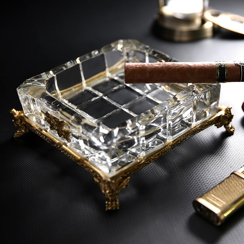 Gạt tàn cigar thủy tinh đế đồng 4 điếu cao cấp CGL8958 10