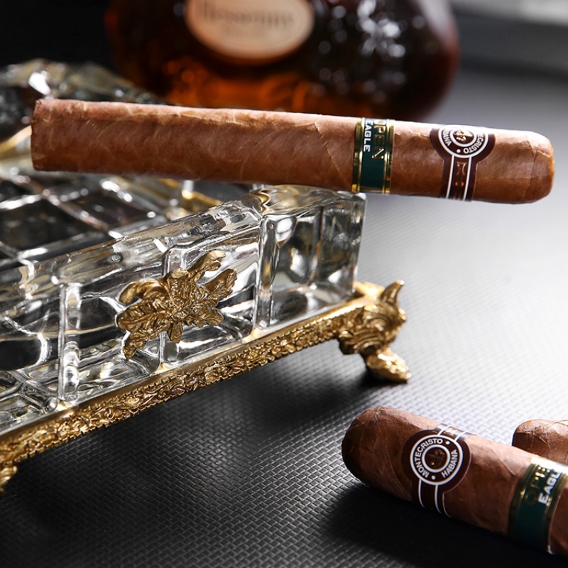 Gạt tàn cigar thủy tinh đế đồng 4 điếu cao cấp CGL8958 7