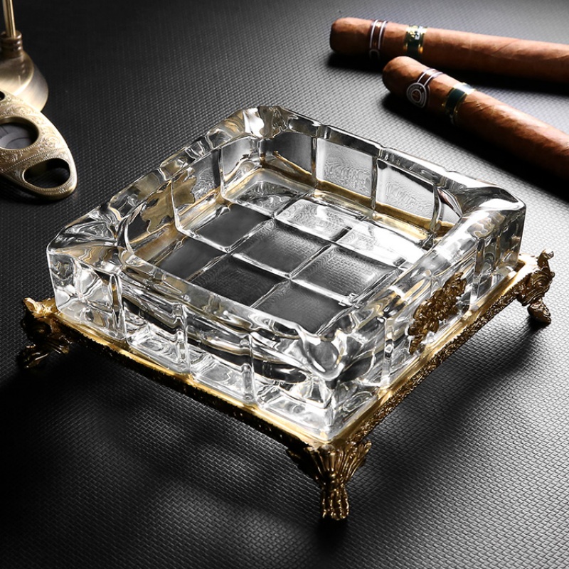 Gạt tàn cigar thủy tinh đế đồng 4 điếu cao cấp CGL8958 6