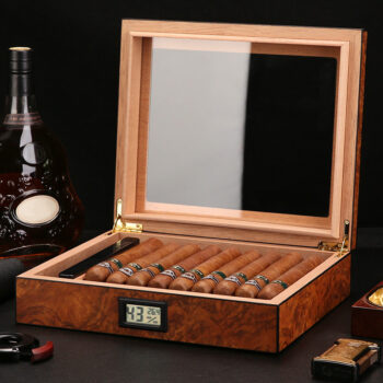Hộp giữ ẩm cigar họa tiết vân gỗ độc đáo CGL6644