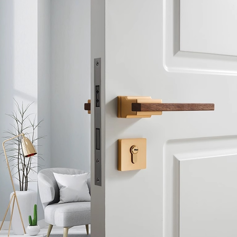 Khóa cửa hợp kim kẽm tay gỗ hiện đại GT7198