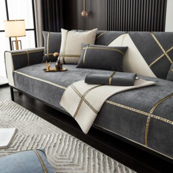 Tấm phủ ghế sofa viền vàng sang trọng PQH149