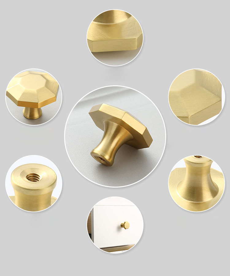 Núm tay nắm tủ đồng hình bát giác S3126 8