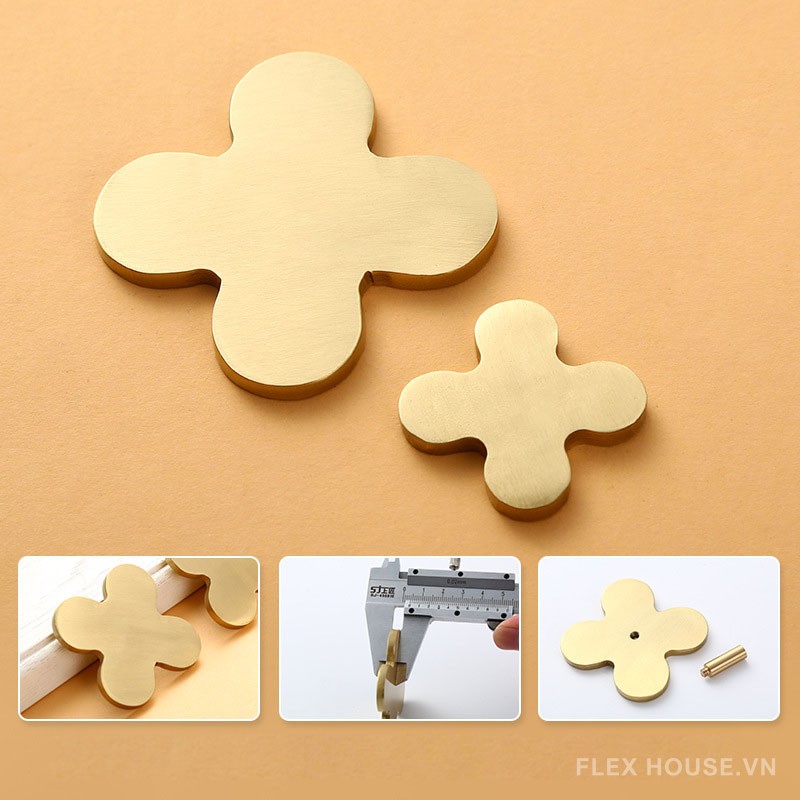 Núm tay nắm tủ đồng hình hoa bốn cánh HT0222 9