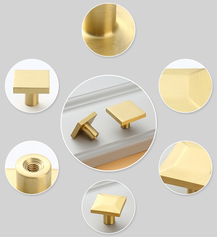 Núm tay nắm tủ vuông bằng đồng thau S2521 5