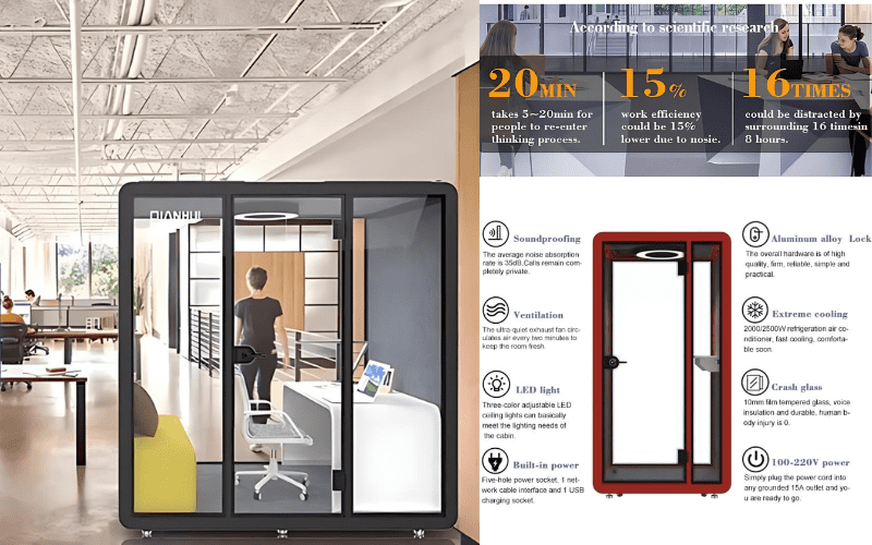 Cabin cách âm cho việc đàm phán kinh doanh hiệu quả 4 cabin cách âm di động