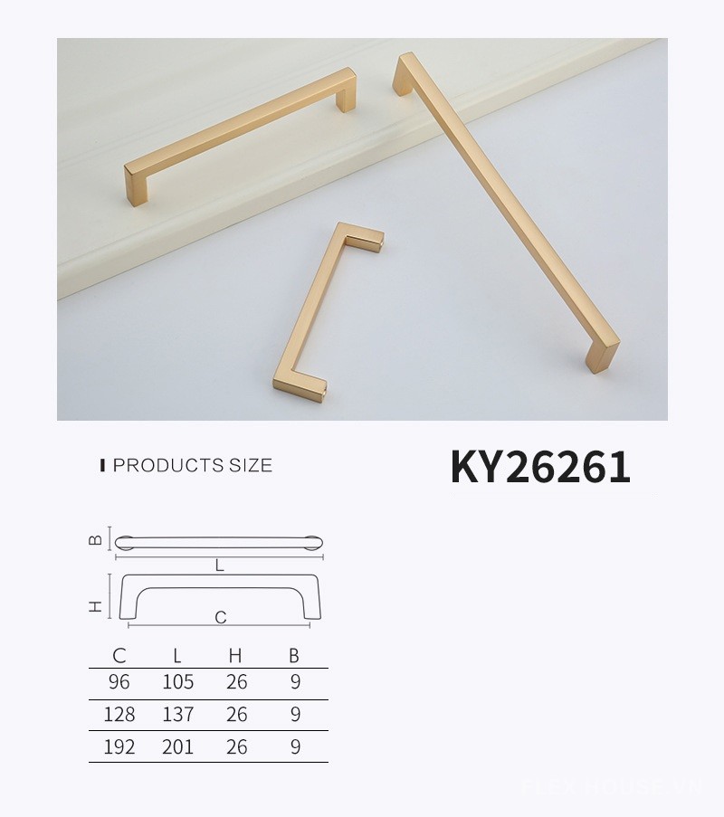 Tay nắm tủ hợp kim kẽm tối giản sang trọng KY26261 9