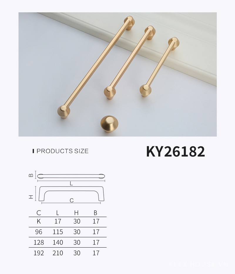 Tay nắm tủ hợp kim kiểu dáng sang trọng KY26182 10
