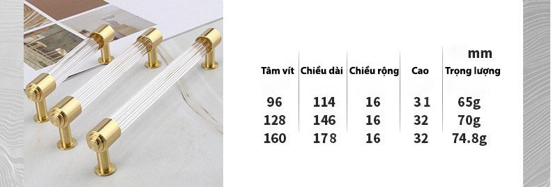 Tay nắm tủ pha lê đế đồng cao cấp JJ055 8