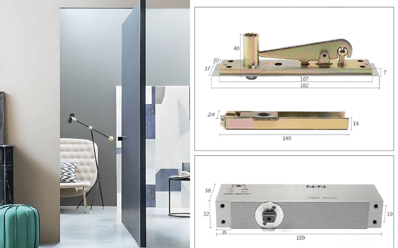 Tìm hiểu chi tiết 5 loại bản lề âm cửa đi Flexhouse VN 3 bản lề thủy lực cửa đi tự đóng