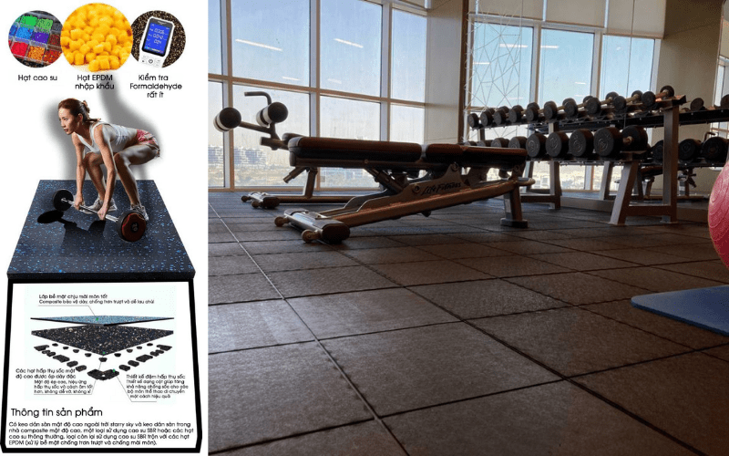 thảm lót sàn cao su cho phòng gym