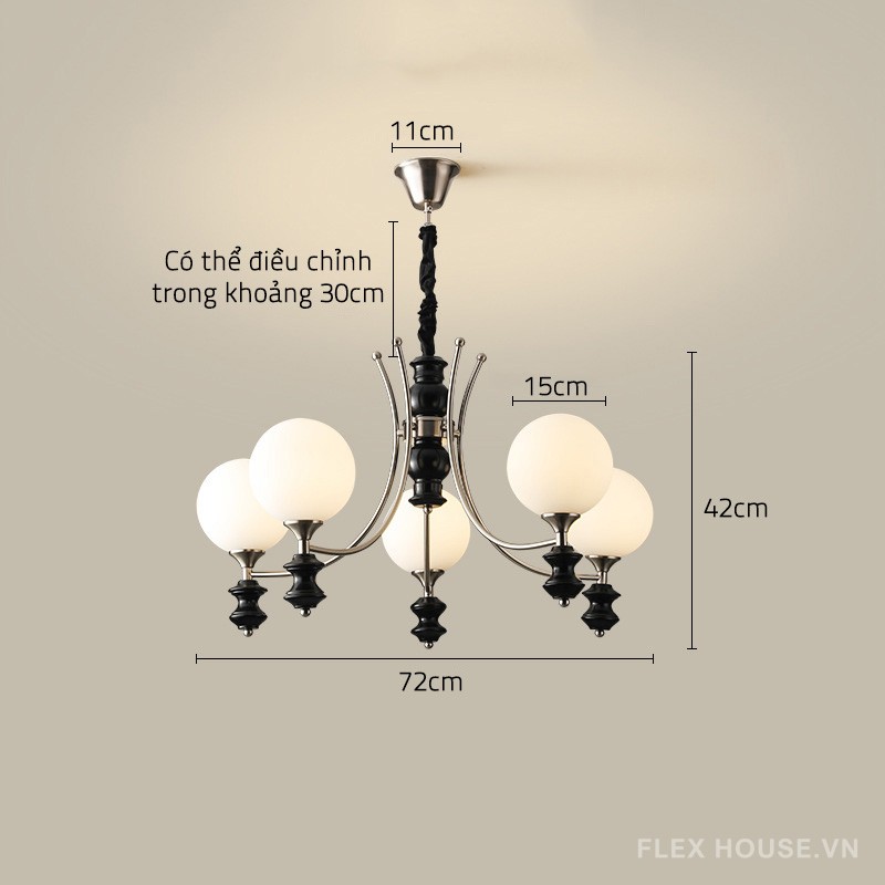 Đèn chùm thả trần decor kiểu Pháp sang trọng ZDL5007 12