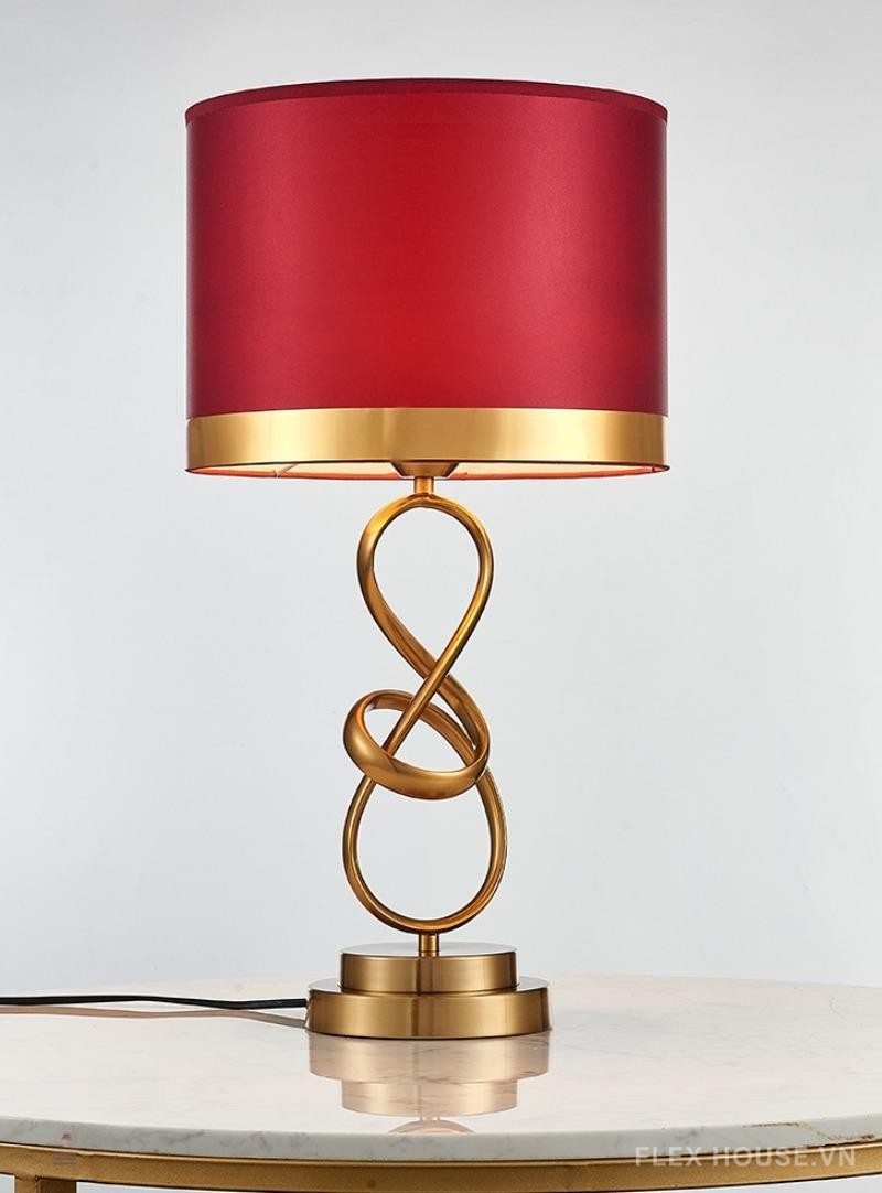 Đèn để bàn decor thân xoắn chao vải kiểu Mỹ SBM291 7