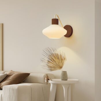Đèn gắn tường thủy tinh đui gỗ Wabi-sabi XL3218