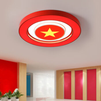 Đèn LED trần hình tròn nền đỏ sao vàng nhà trẻ CC2175