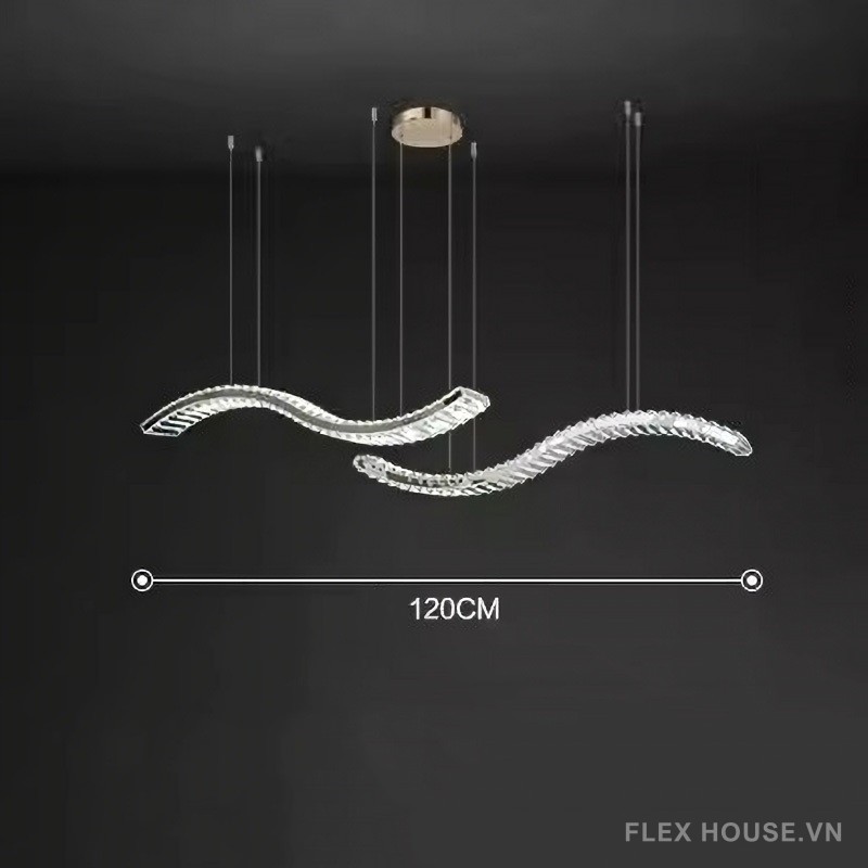 Đèn thả pha lê lượn sóng thép không gỉ XD341 8