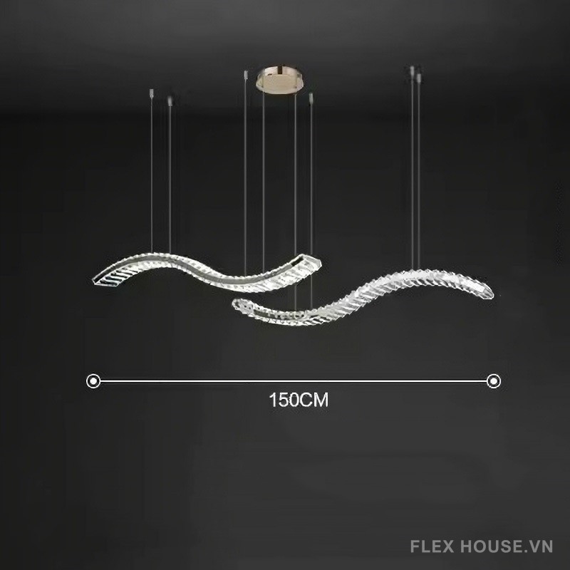Đèn thả pha lê lượn sóng thép không gỉ XD341 9