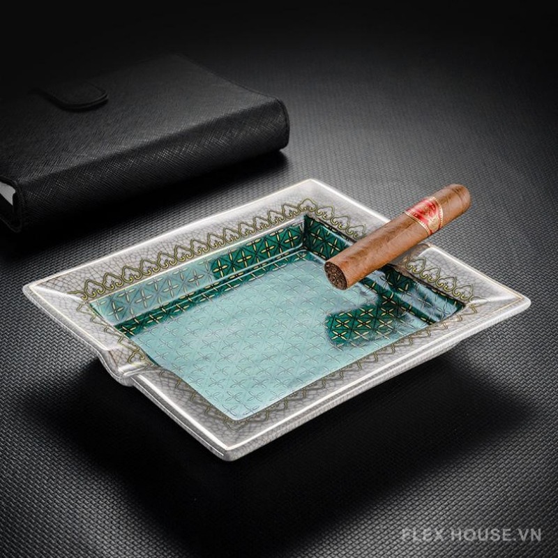 Gạt tàn 2 điếu cigar gốm sứ họa tiết cách điệu CGL6194 7