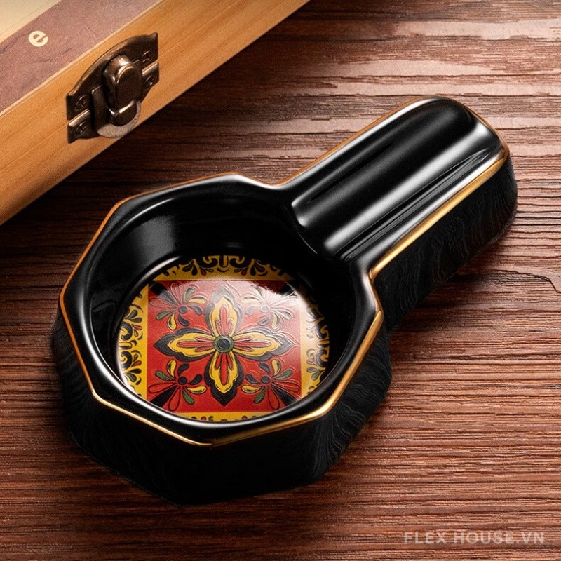 Gạt tàn bằng sứ 1 điếu cigar họa tiết độc đáo CGL9445 5