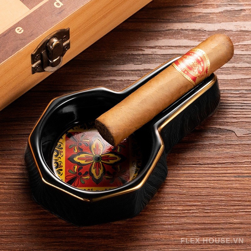 Gạt tàn bằng sứ 1 điếu cigar họa tiết độc đáo CGL9445 6