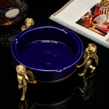 Gạt tàn cigar gốm sứ đế thiên thần bằng đồng CGL7465