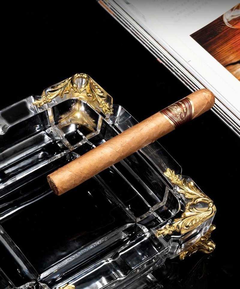 Gạt tàn cigar pha lê đế đồng 4 điếu cao cấp CGL2046 6