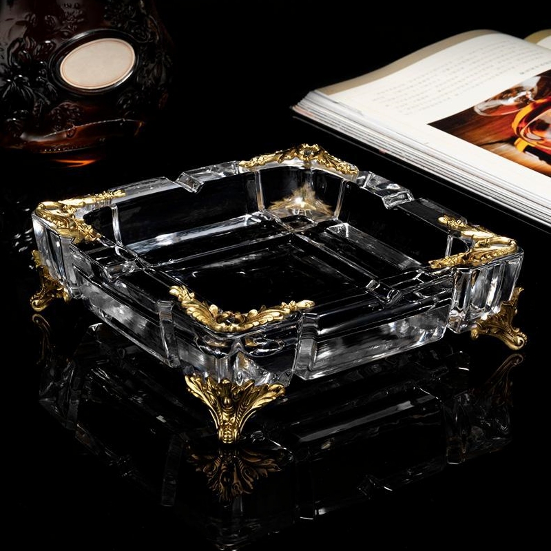 Gạt tàn cigar pha lê đế đồng 4 điếu cao cấp CGL2046 7