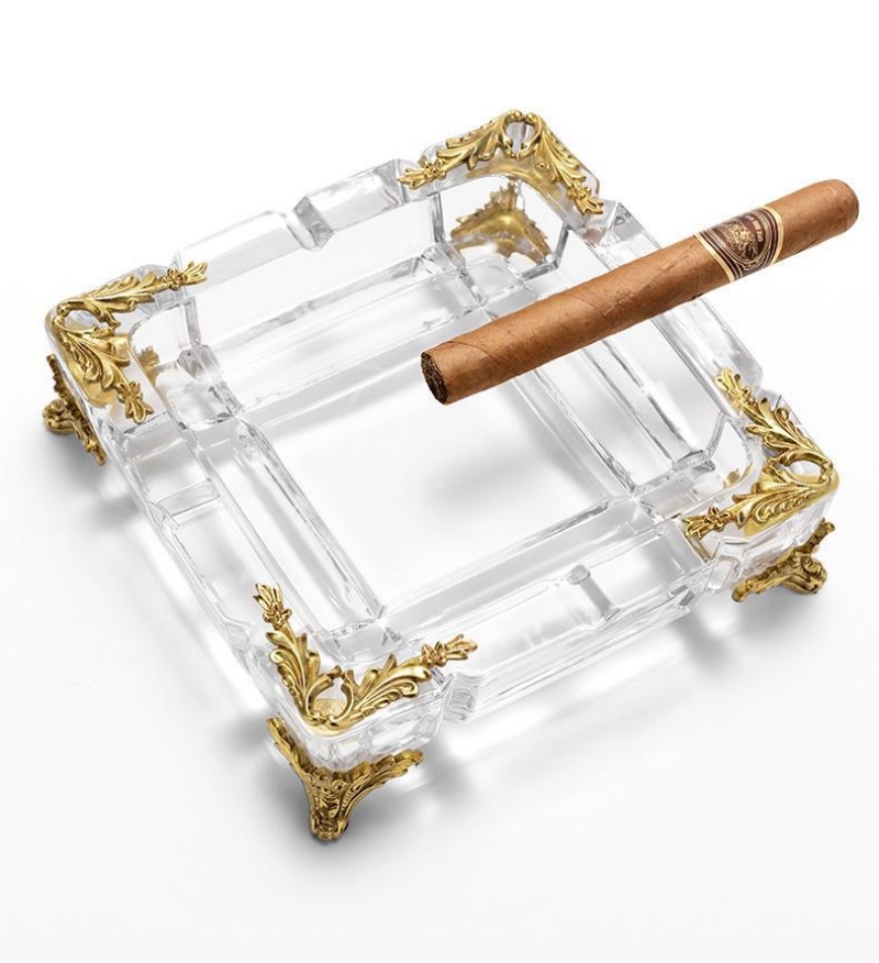 Gạt tàn cigar pha lê đế đồng 4 điếu cao cấp CGL2046 10