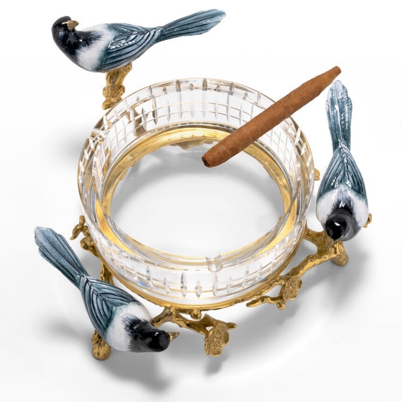 Gạt tàn cigar pha lê decor chim sơn ca cao cấp CGL9032 10
