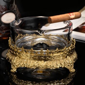 Gạt tàn cigar pha lê decor đế đồng cổ điển CGL6072